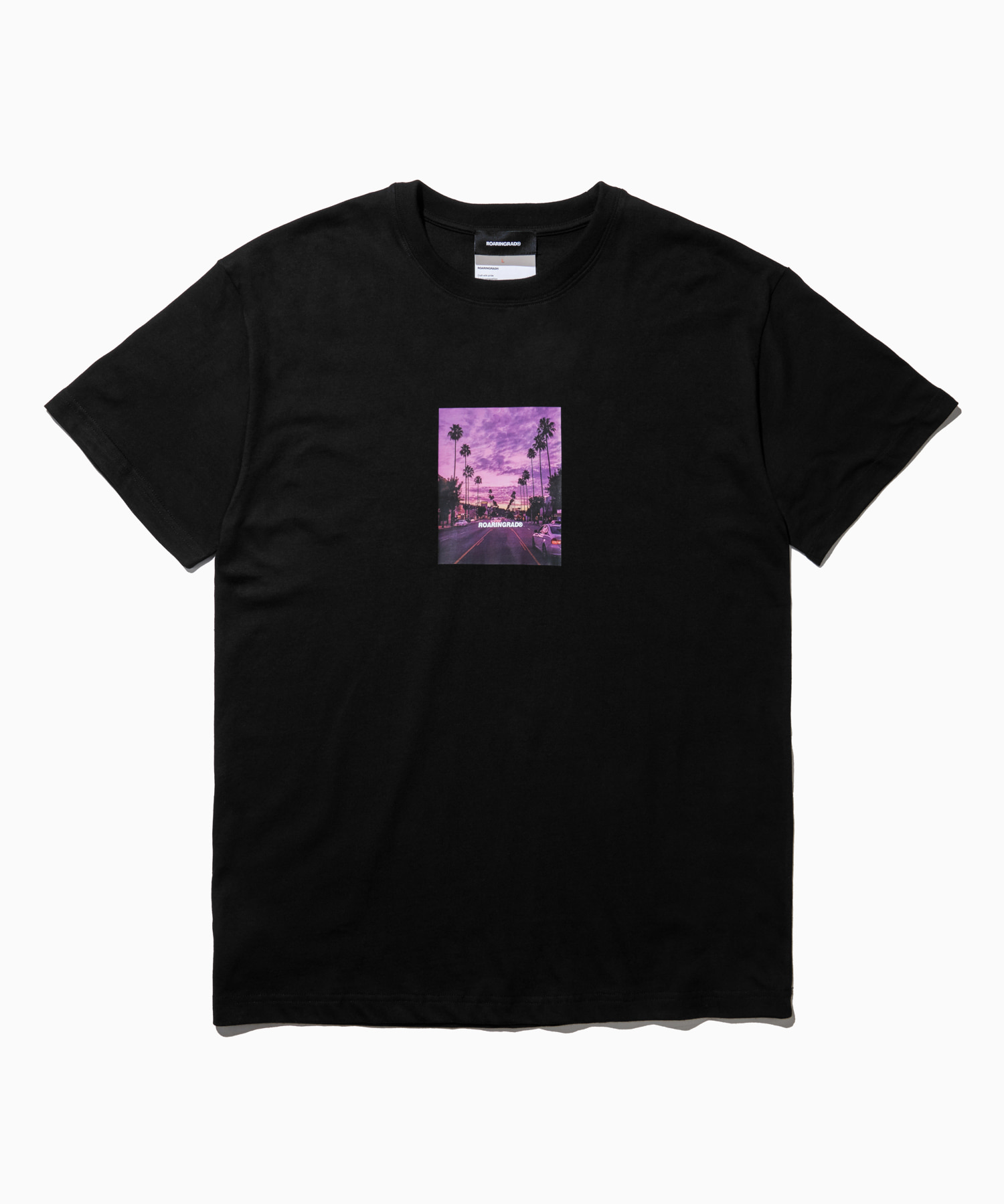purple sunset t-shirt black - 로어링라드(ROARINGRAD)