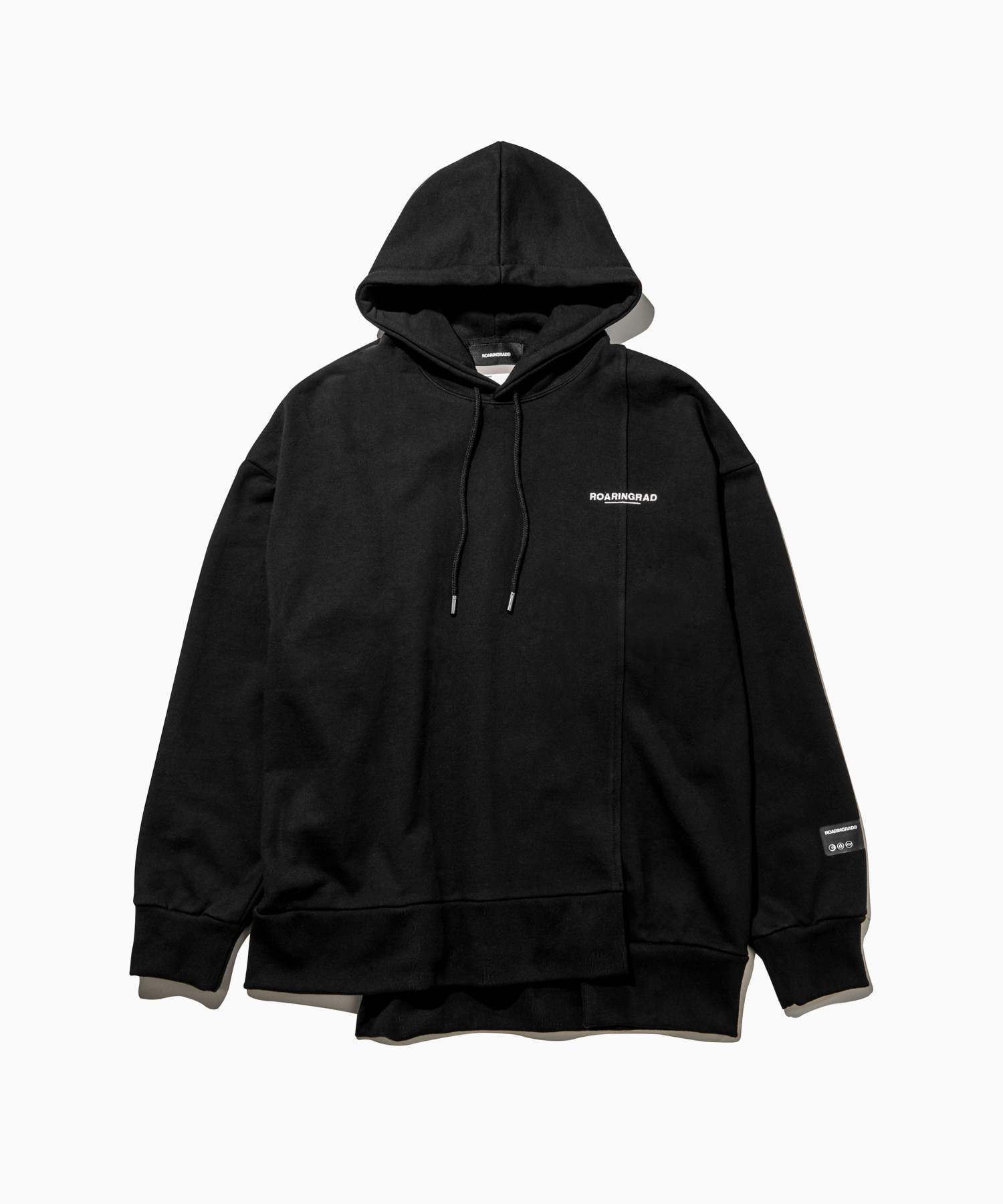 asymmetric sweat hoodie black - 로어링라드(ROARINGRAD)