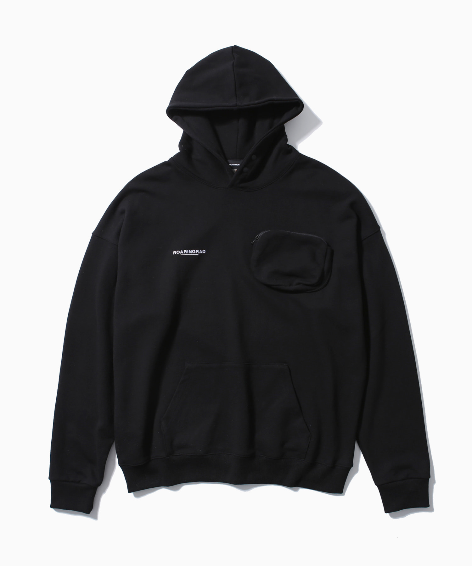 pocket over sweat hoodie black - 로어링라드(ROARINGRAD)