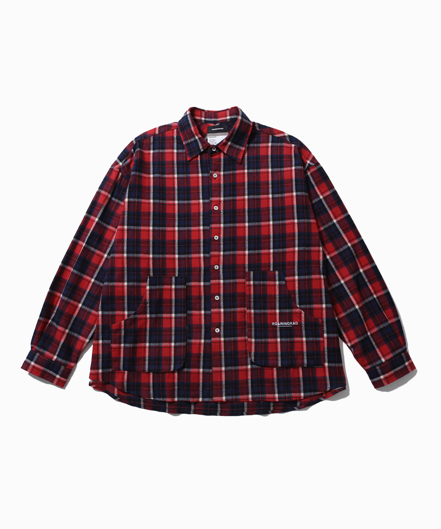 pocket check flannel shirt red - 로어링라드(ROARINGRAD)
