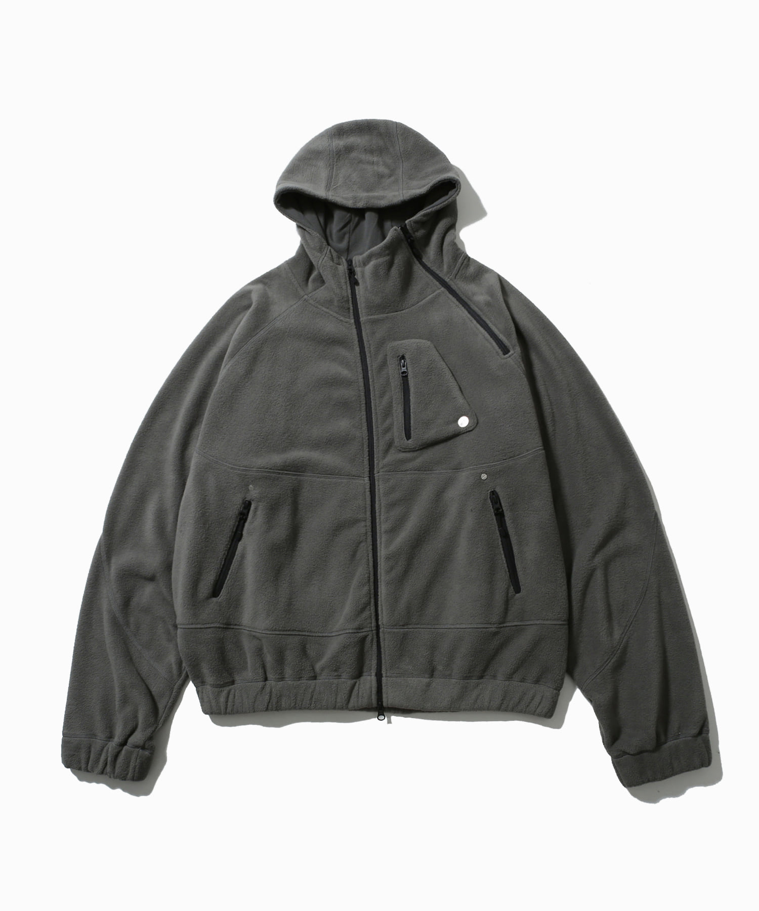 polar fleece asymmetric jacket khaki gray - 로어링라드(ROARINGRAD)
