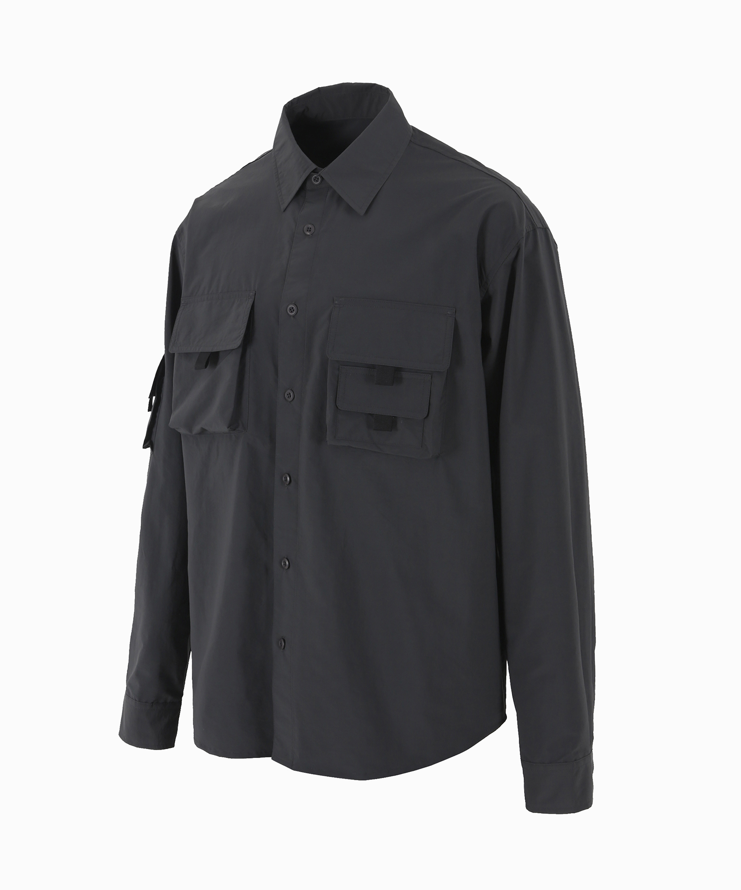 utility pocket long shirt charcoal - 로어링라드(ROARINGRAD)