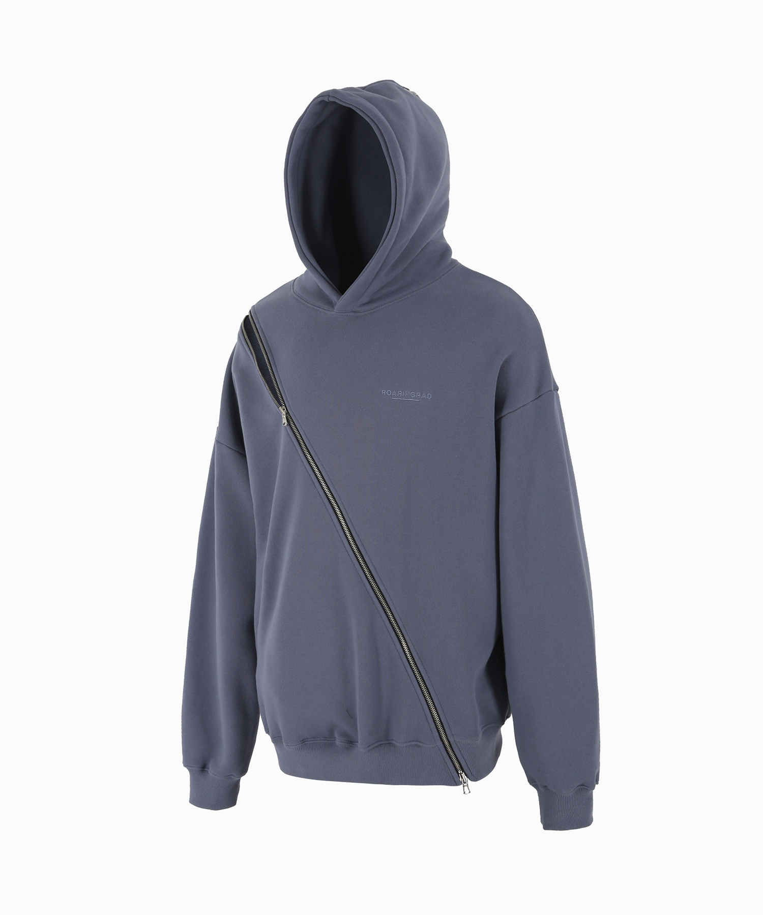 incision zipper over sweat hoodie light blue - 로어링라드(ROARINGRAD)