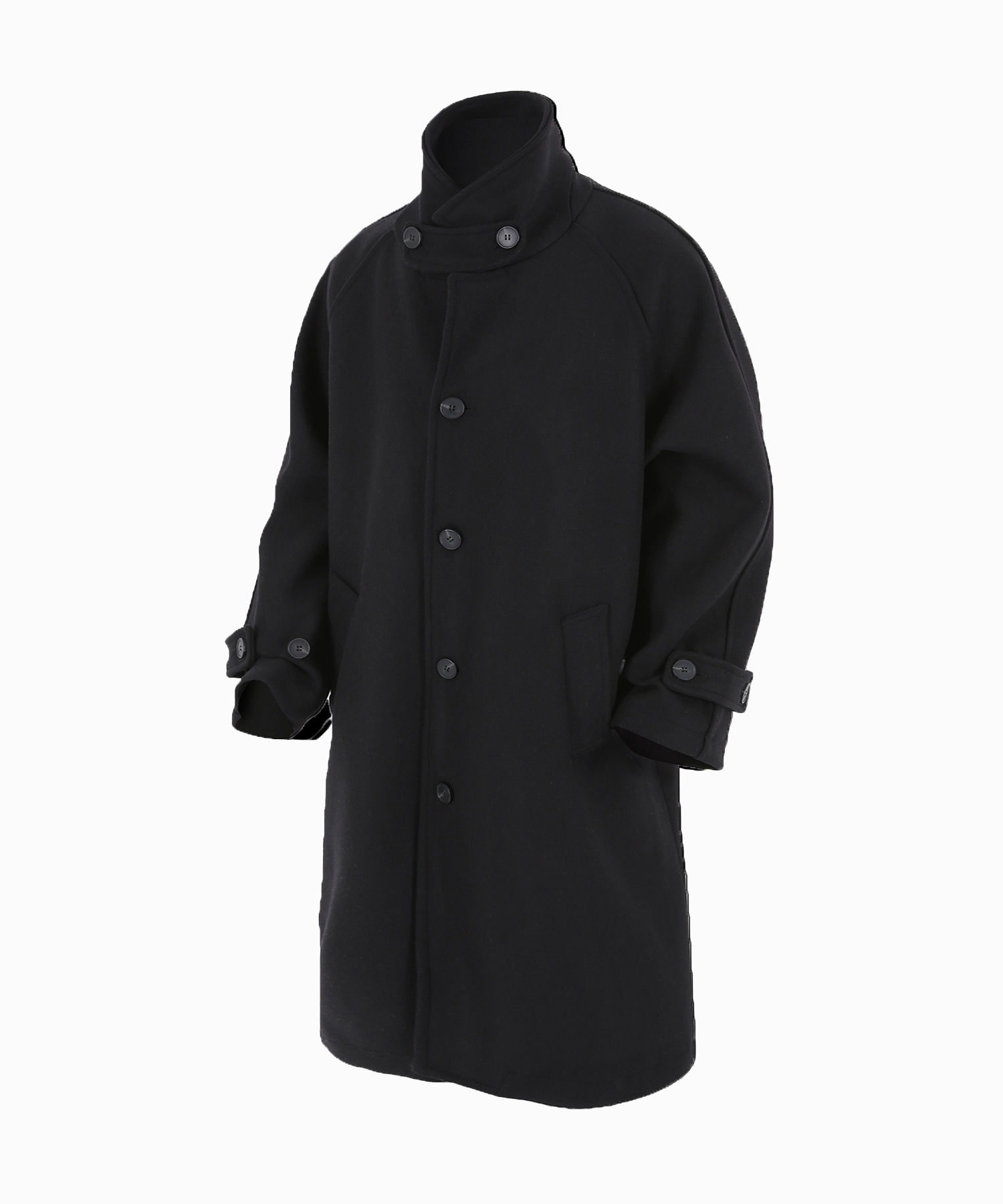 wool over balmacaan coat black - 로어링라드(ROARINGRAD)