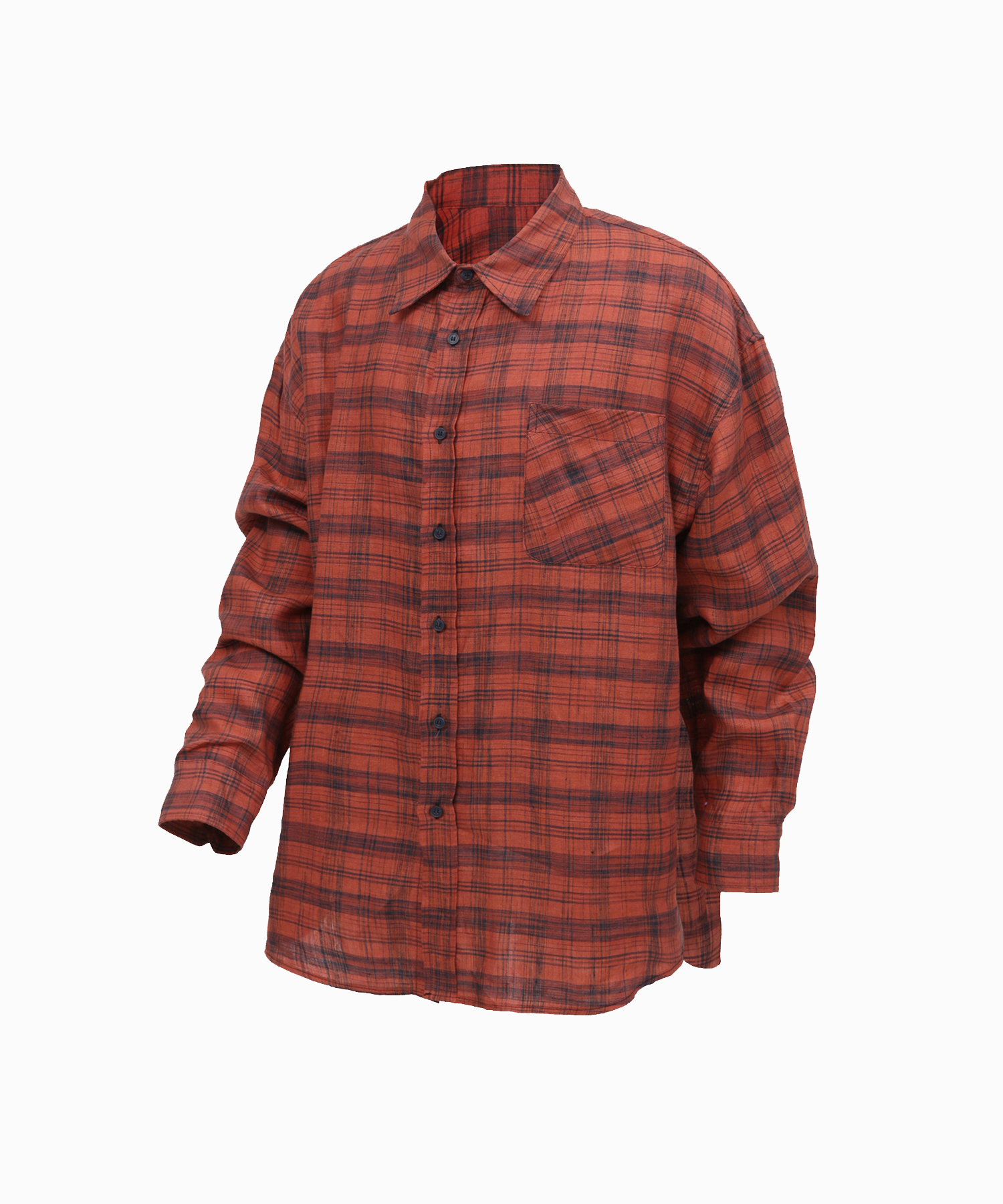 Linen check over shirt_Red - 로어링라드(ROARINGRAD)