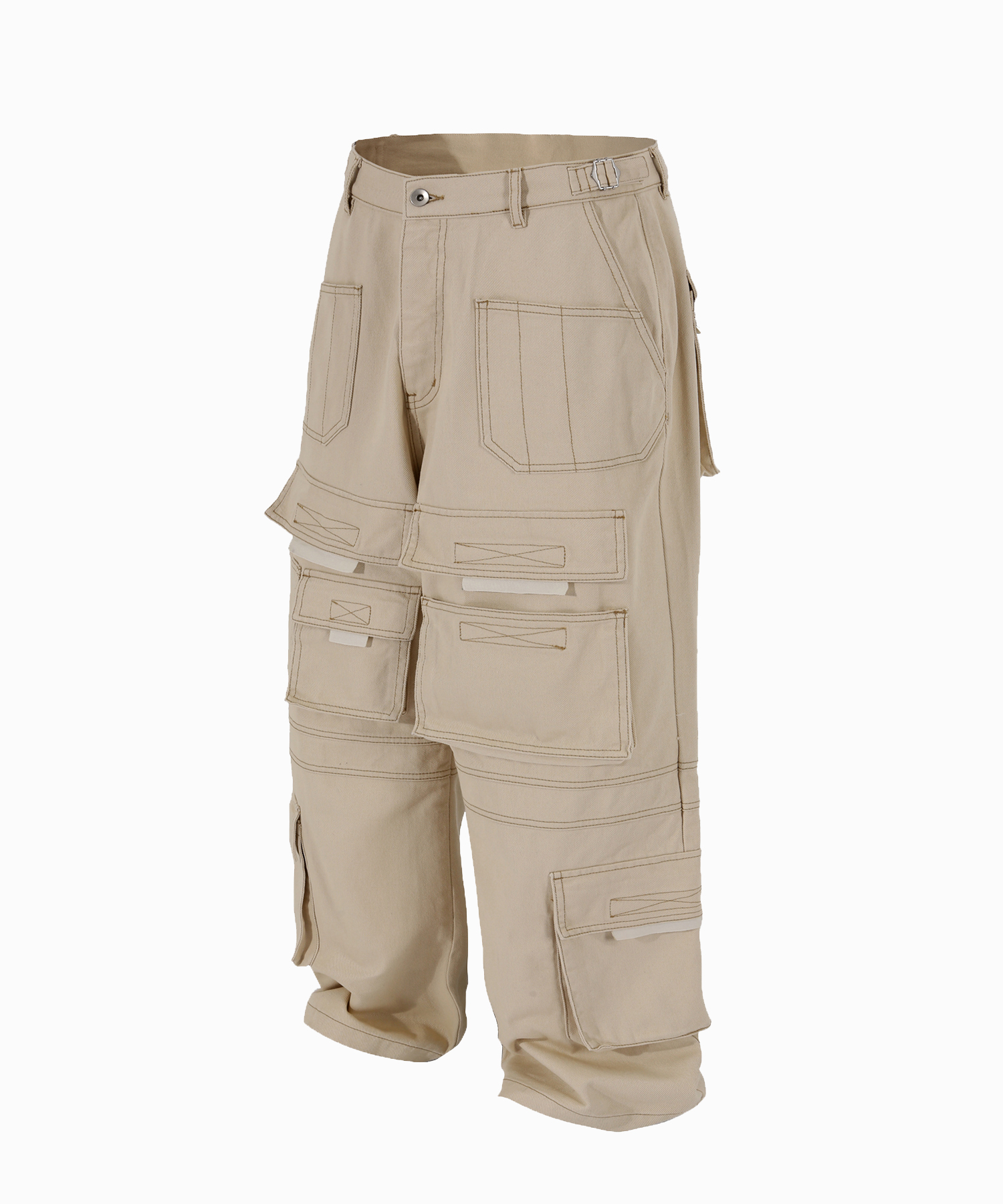 Denim cargo wide pants beige - 로어링라드(ROARINGRAD)